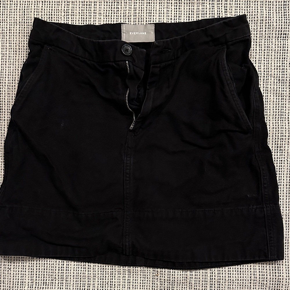 Everlane Black Cotton Mini Skirt